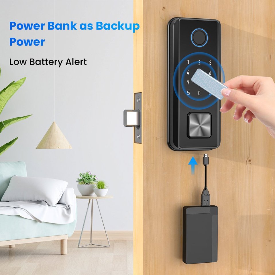 Smart Door Lock, Fingerprint Door Lock, Bluetooth Door Lock, Electronic Deadbolt with Touchscreen Keypad, IP65 Weatherproof, APP - Image 2