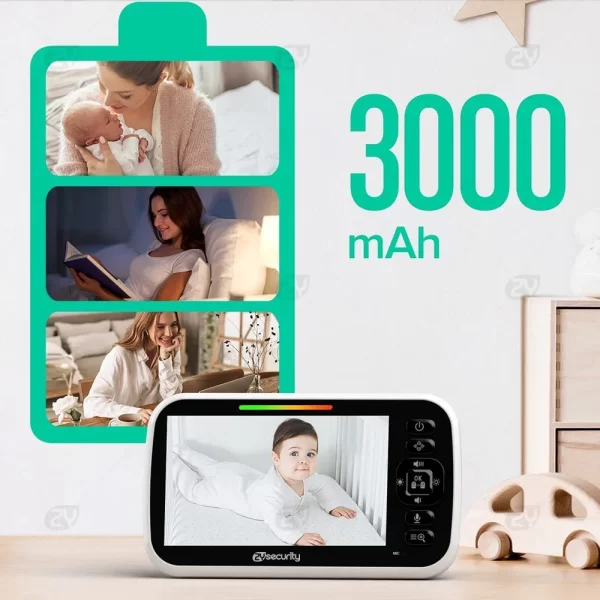 Baby Monitor with 2 Cameras, Split-Screen Video with Audio and Camera - Night Vision, Two-Way Talk - Image 4