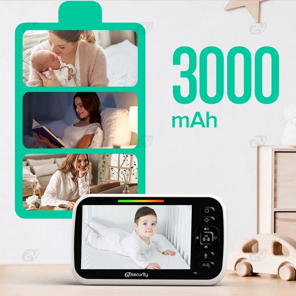 Baby Monitor with 2 Cameras, Split-Screen Video with Audio and Camera - Night Vision, Two-Way Talk - Image 4