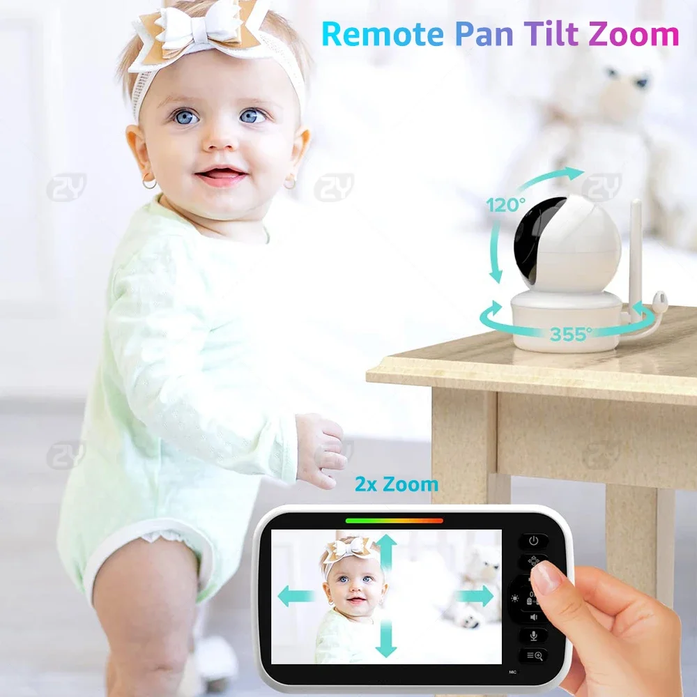 Baby Monitor with 2 Cameras, Split-Screen Video with Audio and Camera - Night Vision, Two-Way Talk - Image 2