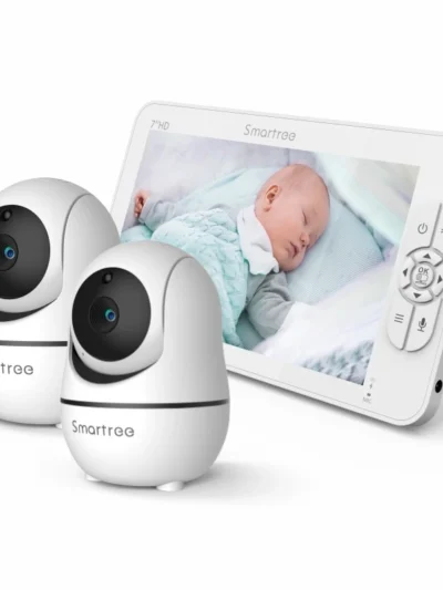 SM70V2 7" 1080P HD Split Screen Video Baby Monitor with two Camera, Hack Proof, Remote Zoom/Pan/Tilt, 4000mAh Battery