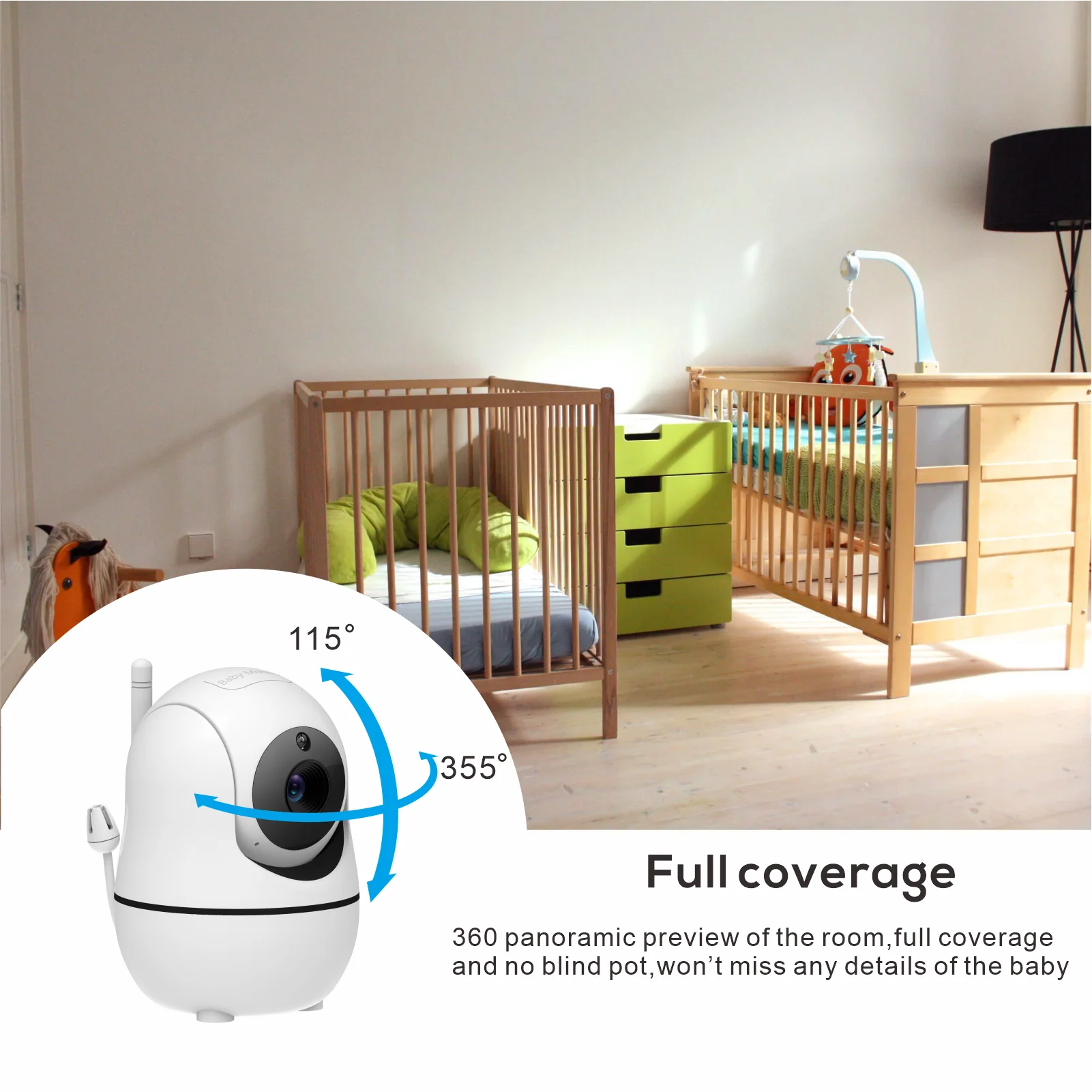 5 inch Video Baby Monitor with Two Camera and Audio, Night Vision, 4X Zoom, 1000ft Range 2-Way Audio Temperature Sensor Lullaby - Image 5