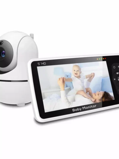 New 5 Inch Video Baby Monitor with Camera and Audio, 4X Zoom, 22Hrs Battery, 1000ft Range 2-Way Temperature Sensor Lullaby