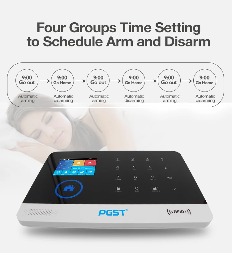 PGST 103 2.4 inch Screen 4G 2G WIFI GSM Home Bulgar Security System for Home 433MHz APP Control RFID Card with PIR Motion - Image 3