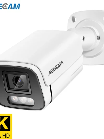 New 4K 8MP IP Camera Audio Outdoor POE H.265 Onvif Metal Bullet CCTV Home 4MP Color Night Vision Security Camera