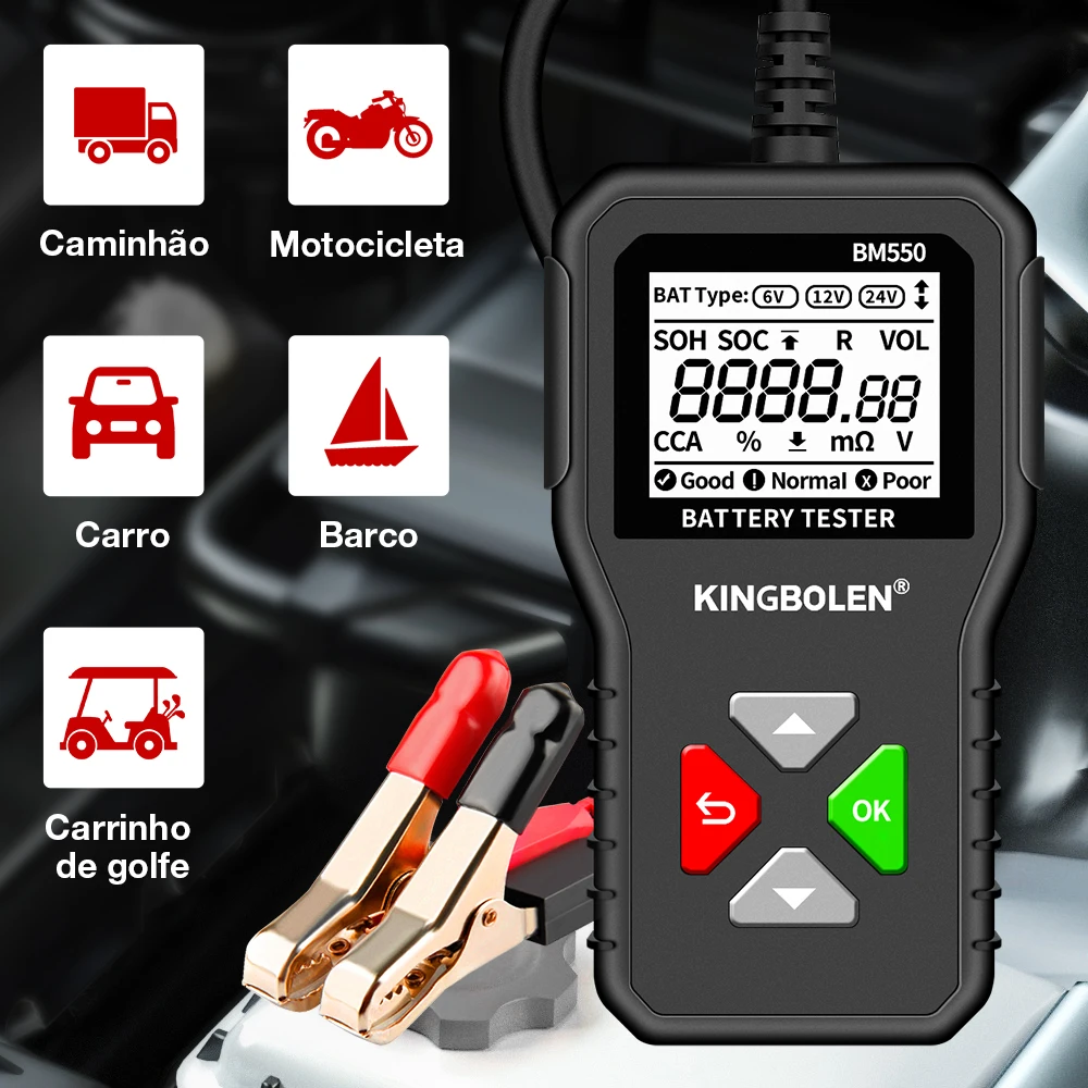 BM550 Car Battery Tester Tools 6V12V24V Automotive Diagnostic Tools 100-2000 CCA Tester 2Ah-220Ah Battery Analyzer Tool PK KW208 - Image 3