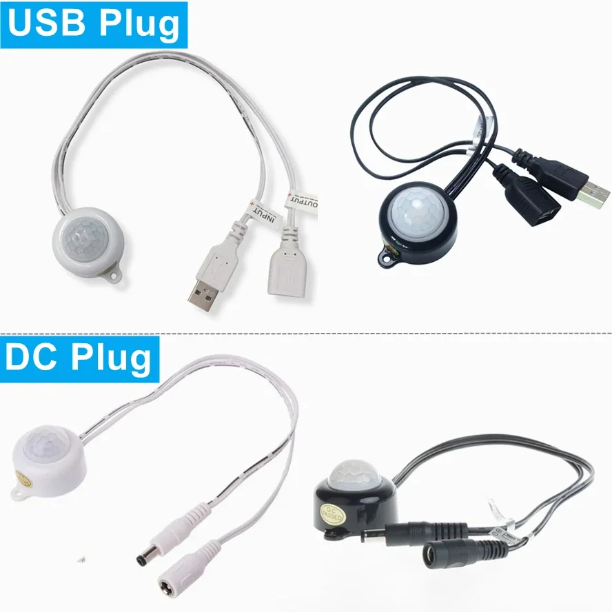 USB/DC Plug Adjustable PIR Infrared Human Motion Sensor Switch DC5V 12V 24V Smart Switch for LED Light Strip Night Lamp Bulb - Image 5