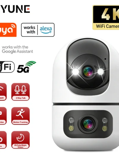 Tuya 5G WiFi Dual Lens Camera Indoor 4K 8MP Home Pet Camera Auto Tracking Baby Monitor Color Night Vision Security Surveillance