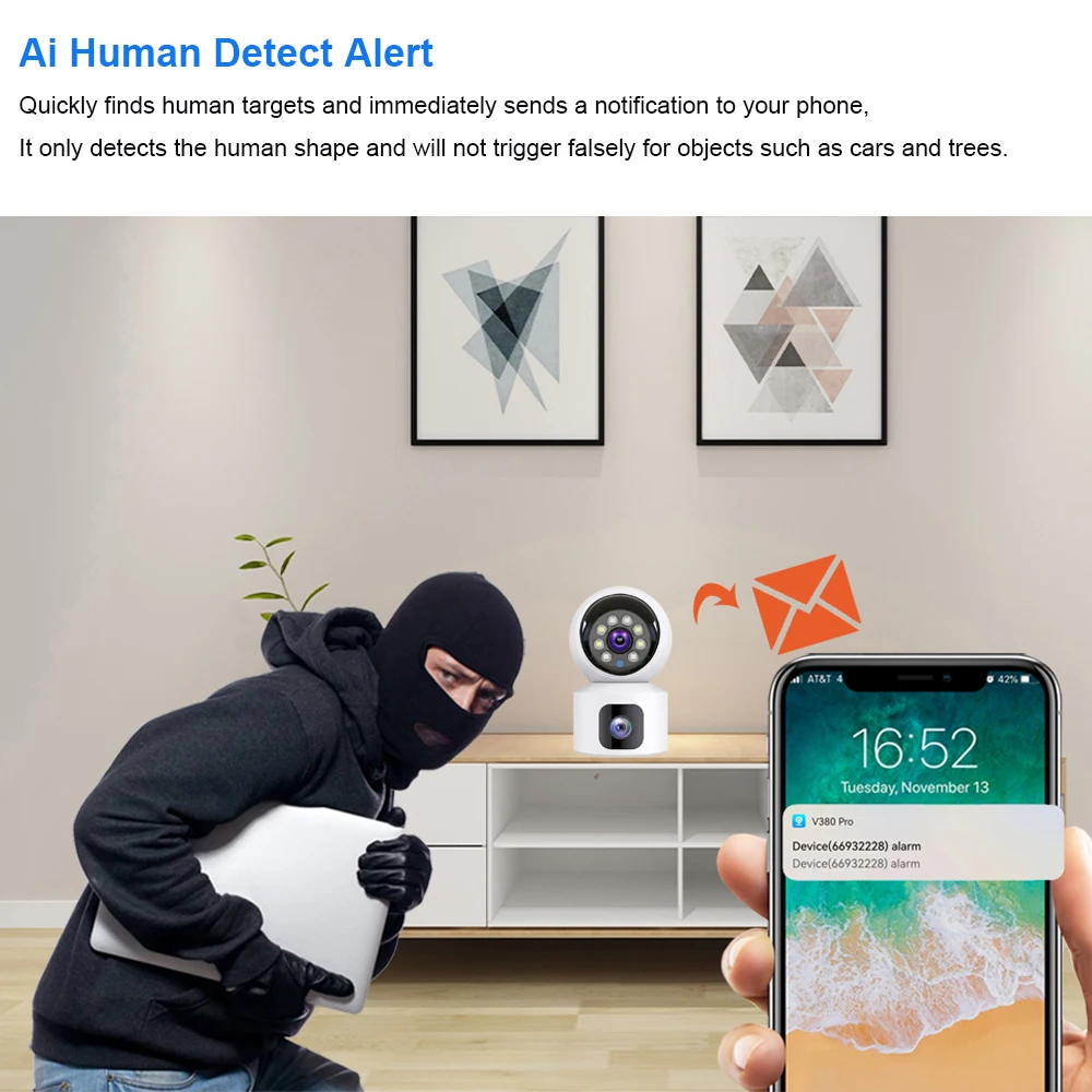 4G SIM IP Camera Wireless Dual Lens Night Vision Indoor Baby Monitor Human Detect Two Way Video Camara CCTV Security Protection - Image 3