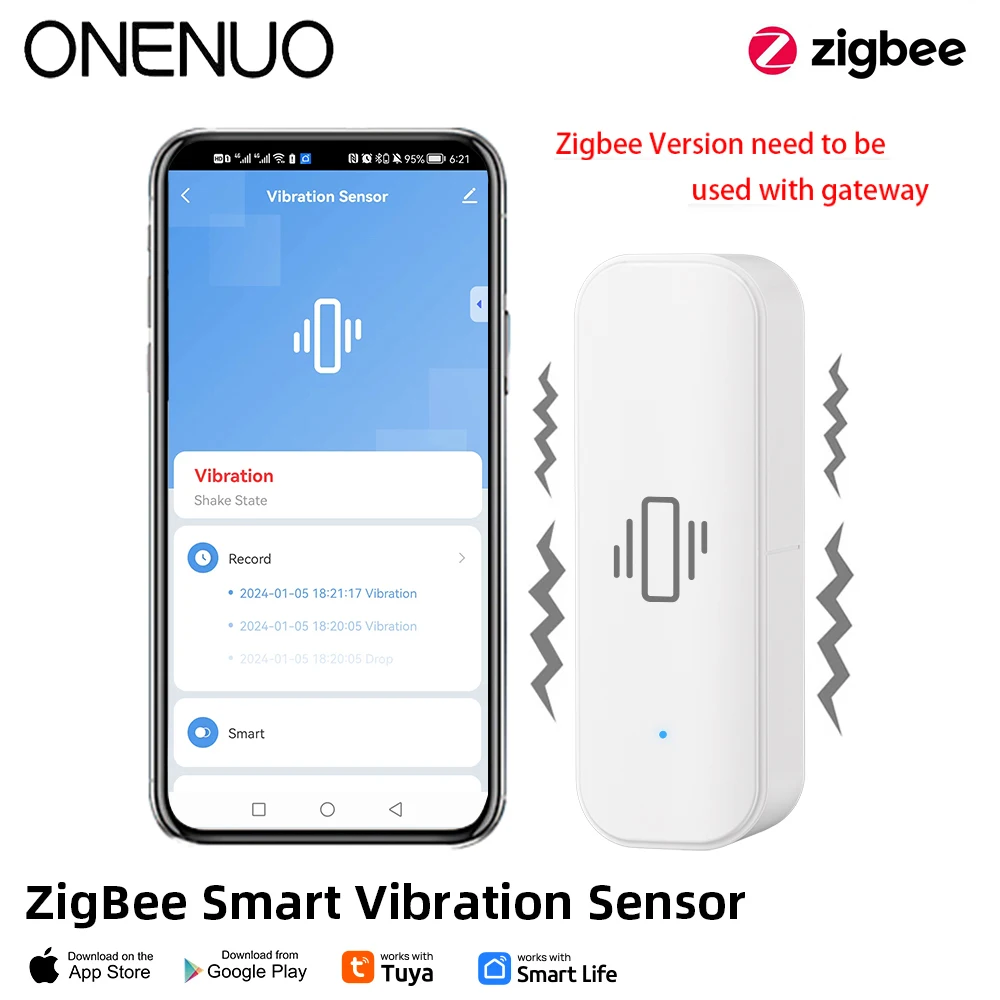 Zigbee Vibration Sensor Detection Tuya Smart Life APP Notification Real-Time Motion Shock Alarm History Record for Home Security - Image 7