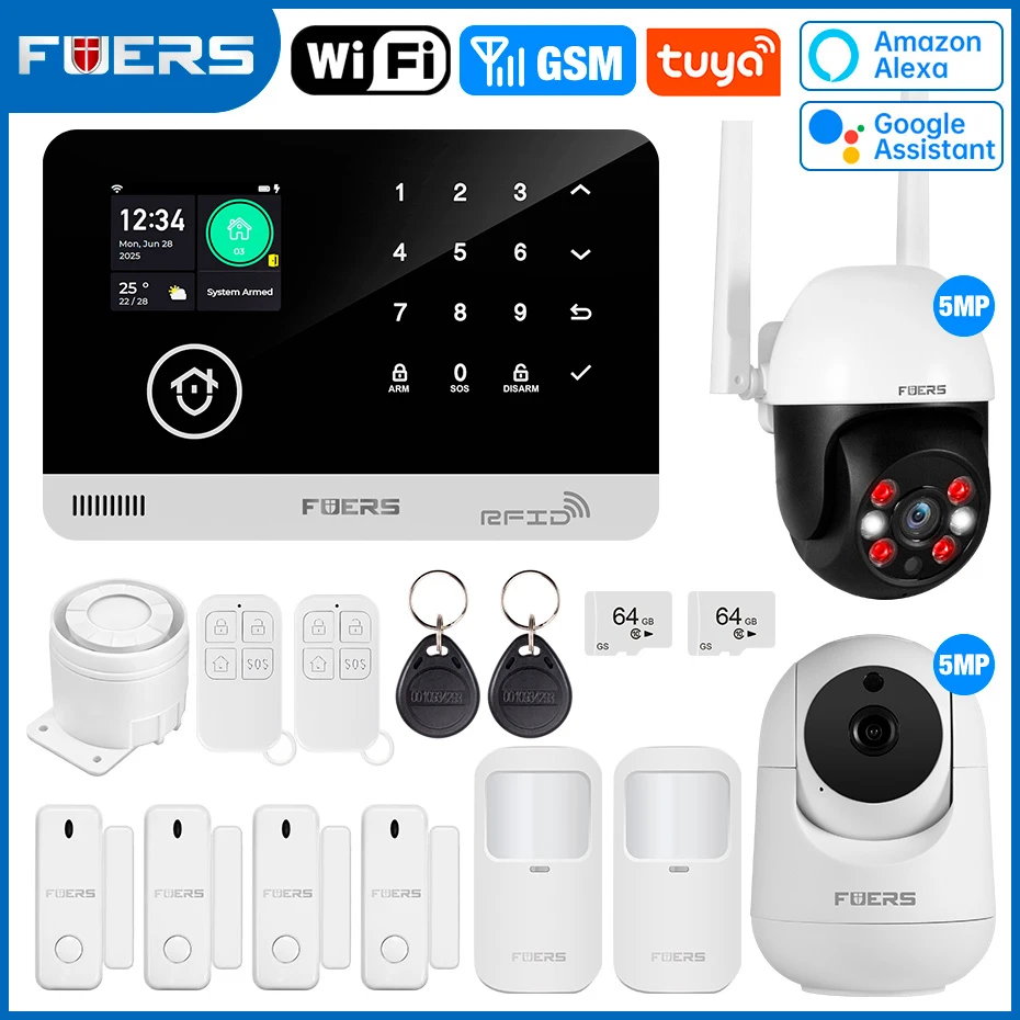 FUERS Alarm System for Home WIFI GSM Security Alarm Host Ant-theft with Door Motion Sensor Tuya Smart App control work Alexa - Image 14