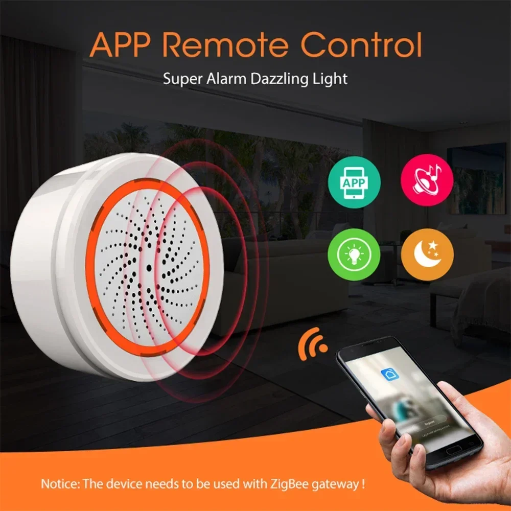Haozee Tuya ZigBee Smart Siren Alarm 90dB Sound Light Home Security Alarm Works Support Home Assistant Zigbee2mqtt - Image 2