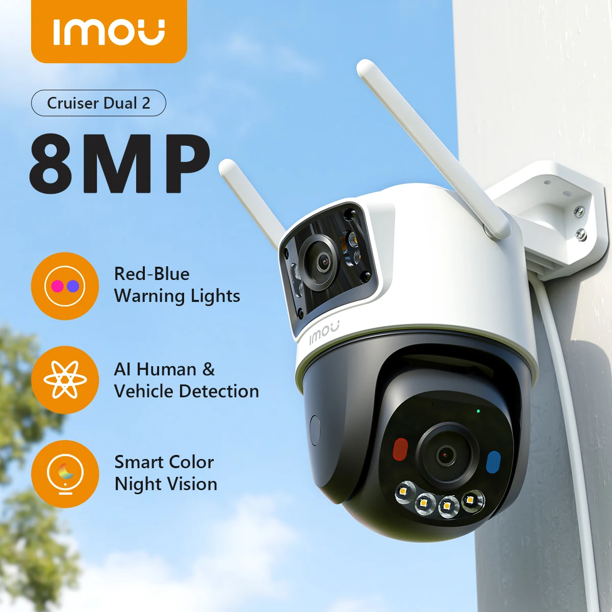 IMOU 11MP Multi Lens WiFi Security Cameras Outdoor PTZ Video Cam Auto Tracking AI Human/Vehicle Detection Colorful Night Vision - Image 9