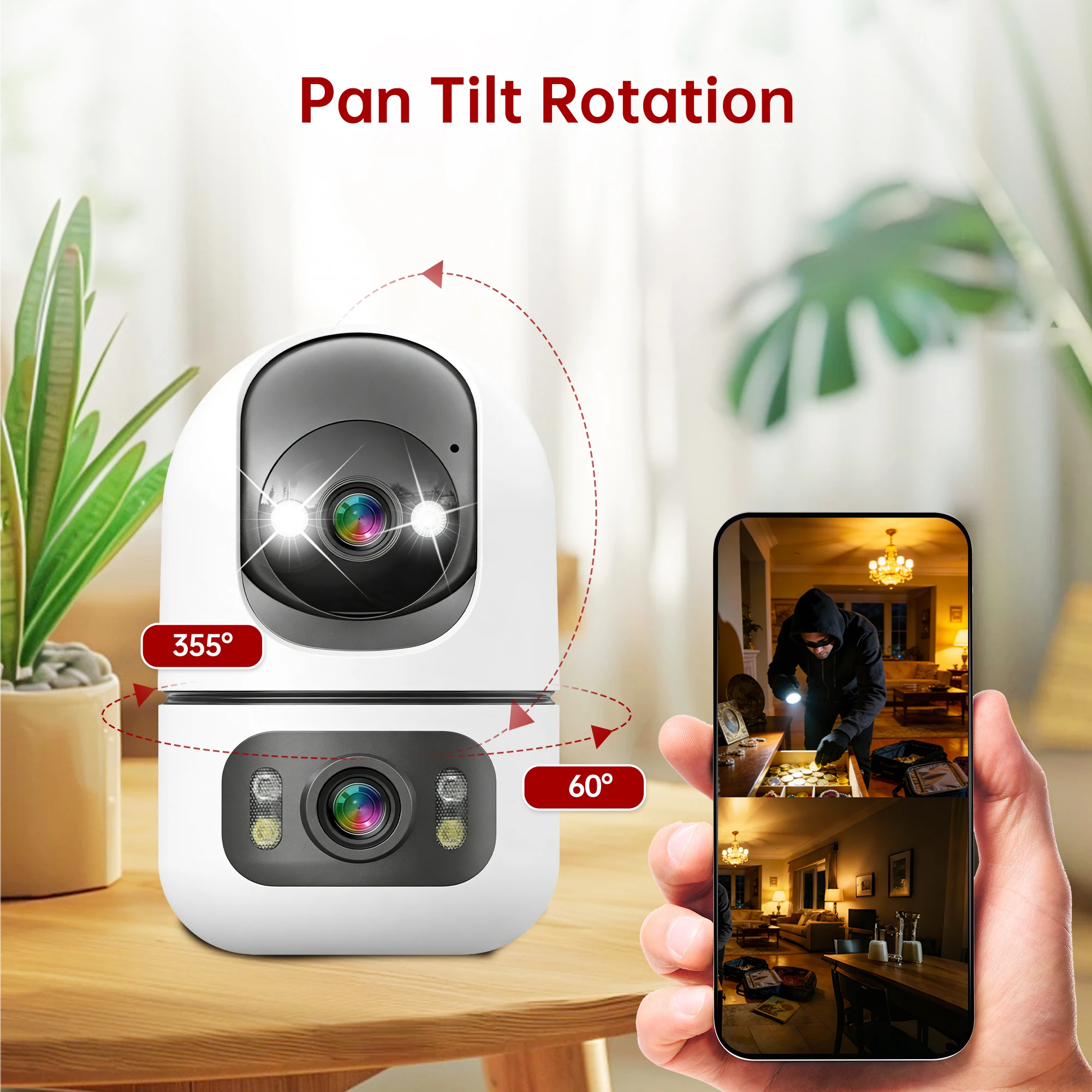Tuya 5G WiFi Dual Lens Camera Indoor 4K 8MP Home Pet Camera Auto Tracking Baby Monitor Color Night Vision Security Surveillance - Image 2