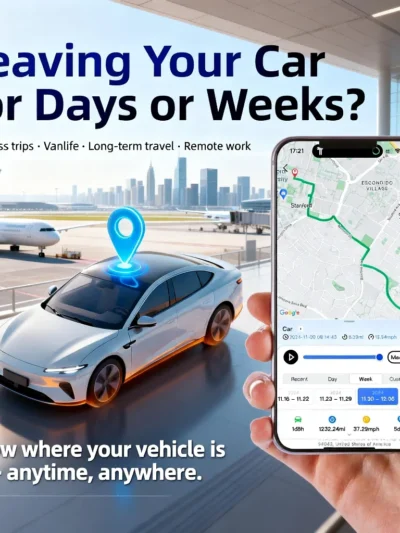 Wireless Car GPS Tracker Anti-Theft, Global Real-Time Vehicle Tracking with IoT SIM, Geo-Fence & Vibration Alarm, 15+ Days