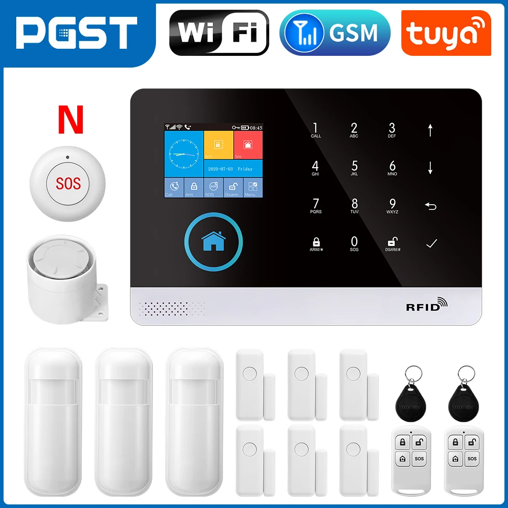 PGST 103 2.4 inch Screen 4G 2G WIFI GSM Home Bulgar Security System for Home 433MHz APP Control RFID Card with PIR Motion - Image 10