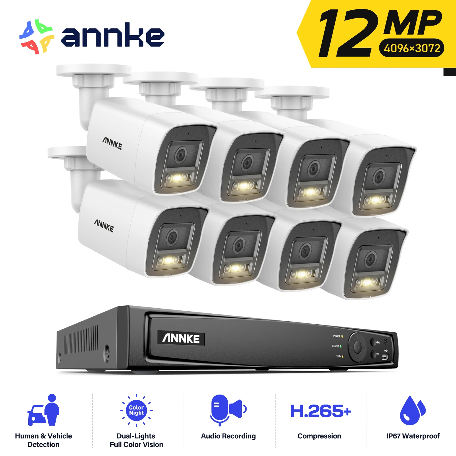 ANNKE 12MP POE Video Surveillance System 8CH NVR With 4/8 PCS 12MP security camera kit IP67 Weatherproof ip camera outdoor - Image 10