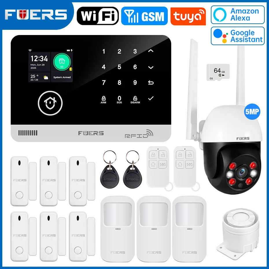 FUERS Alarm System for Home WIFI GSM Security Alarm Host Ant-theft with Door Motion Sensor Tuya Smart App control work Alexa - Image 9