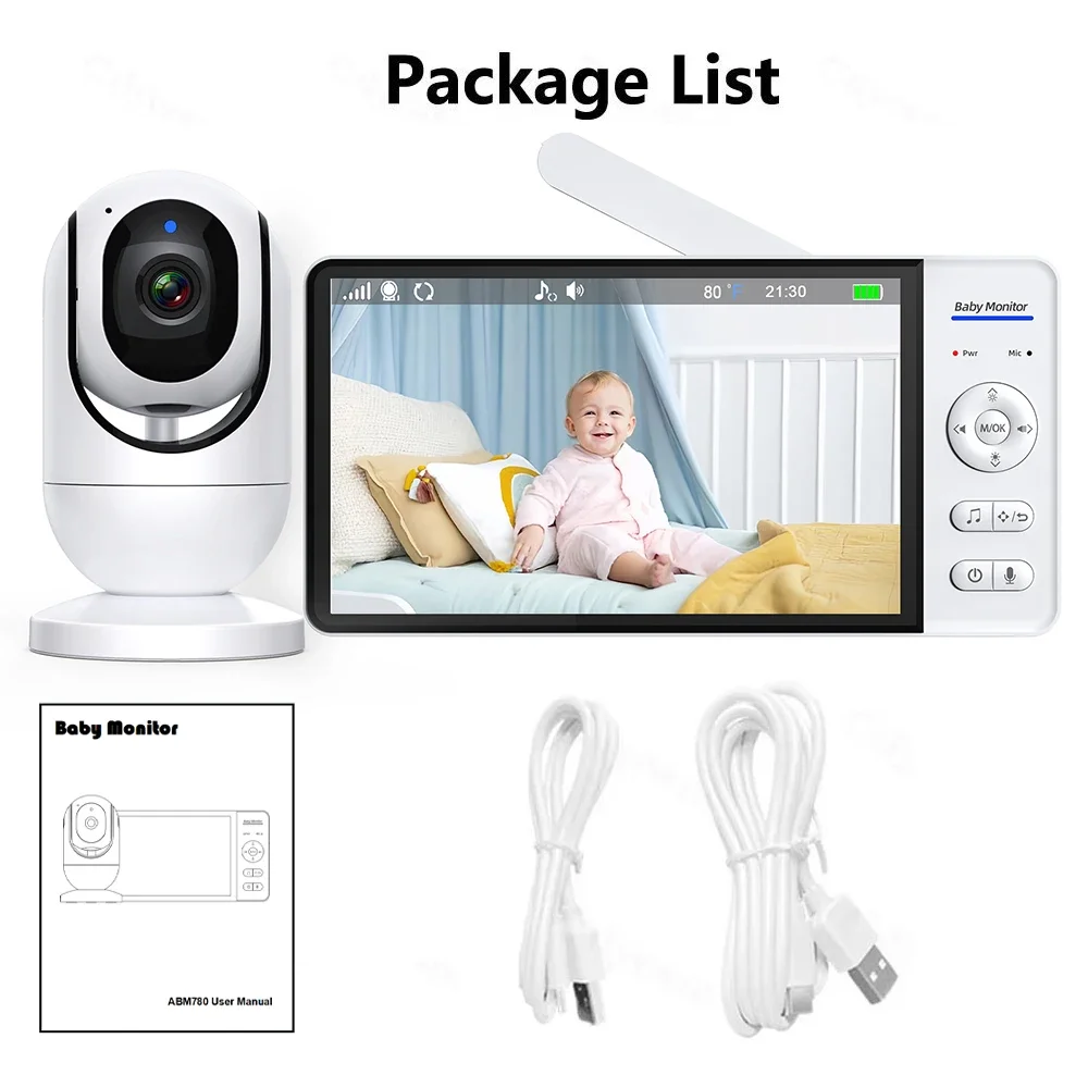 7 Inch Wireless Baby Monitor 5000mAh Battery No WiFi 4X Zoom Kids Protection Surveillance Video Camera 2 Way Audio Night Vision - Image 7