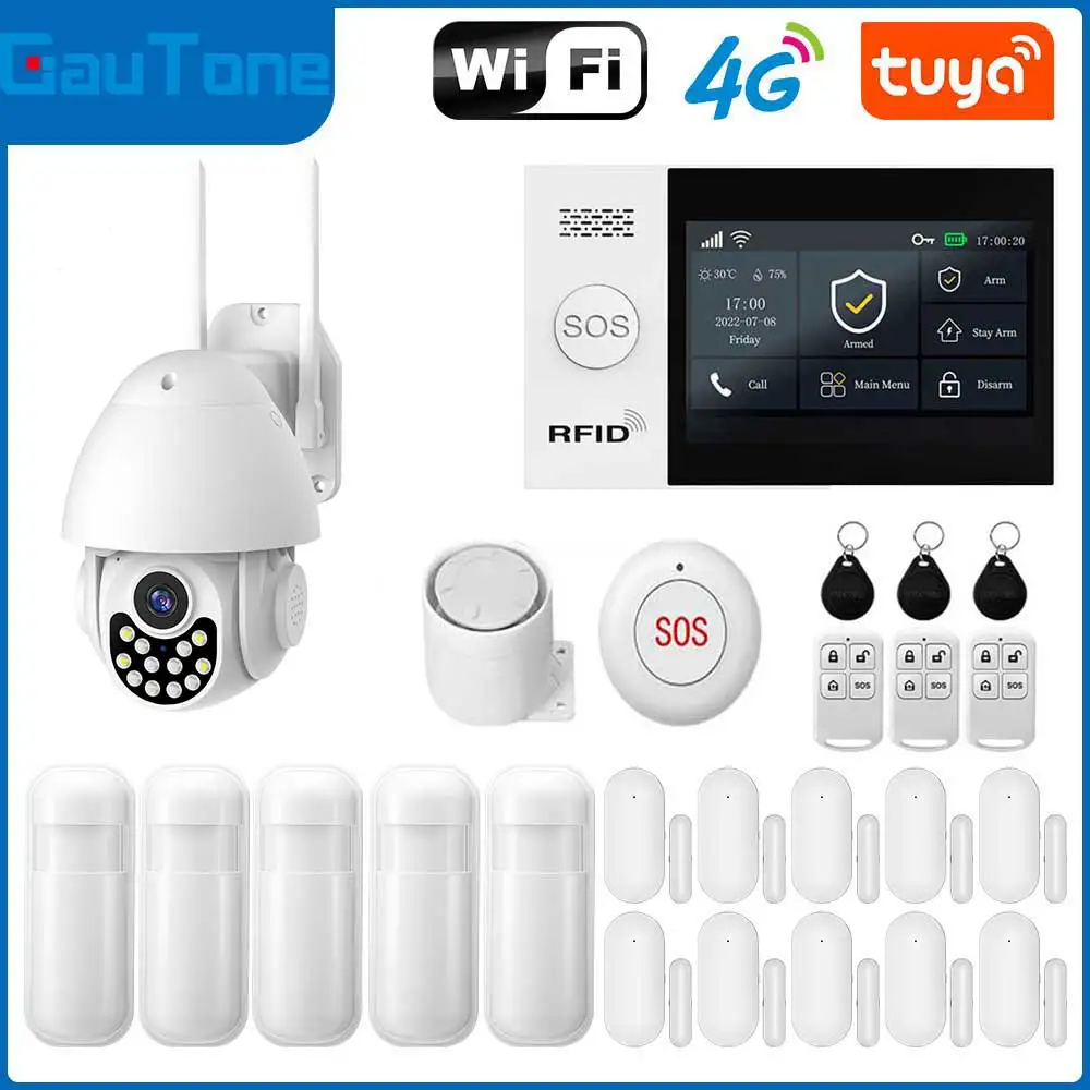 GauTone TUYA WiFi 4G GSM Alarm System for Home Smart Life Security with PIR Wireless Solar Siren Support Tuya Remote Control - Image 16