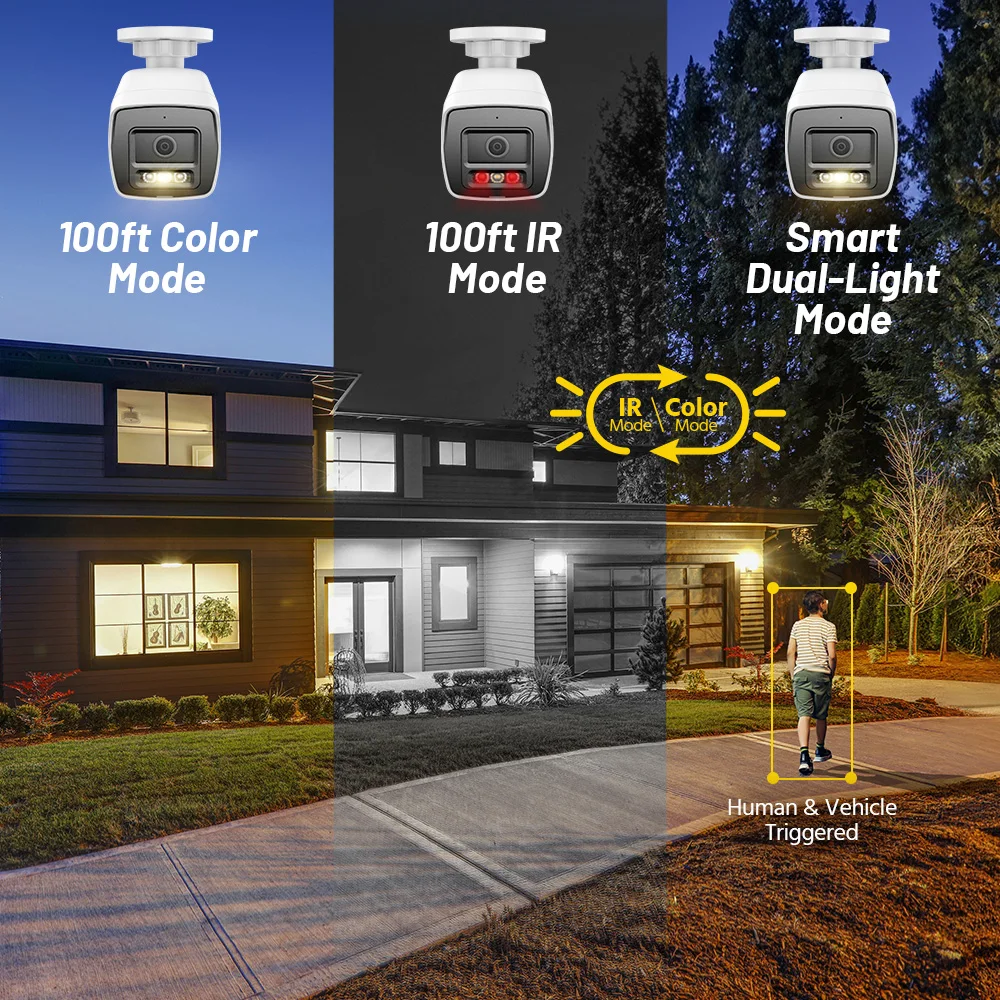 Annke 8MP 4K HD IP Security Camera Poe Dual Light Audio Fixed Bullet Camera Human Vehicle Detection 256G SD Storage ONVIF IP67 - Image 2