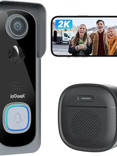 ieGeek 2K Doorbell Camera Wireless -Video Doorbell with Chime Ringer, Smart Wifi Doorbell AI & PIR Motion Detection