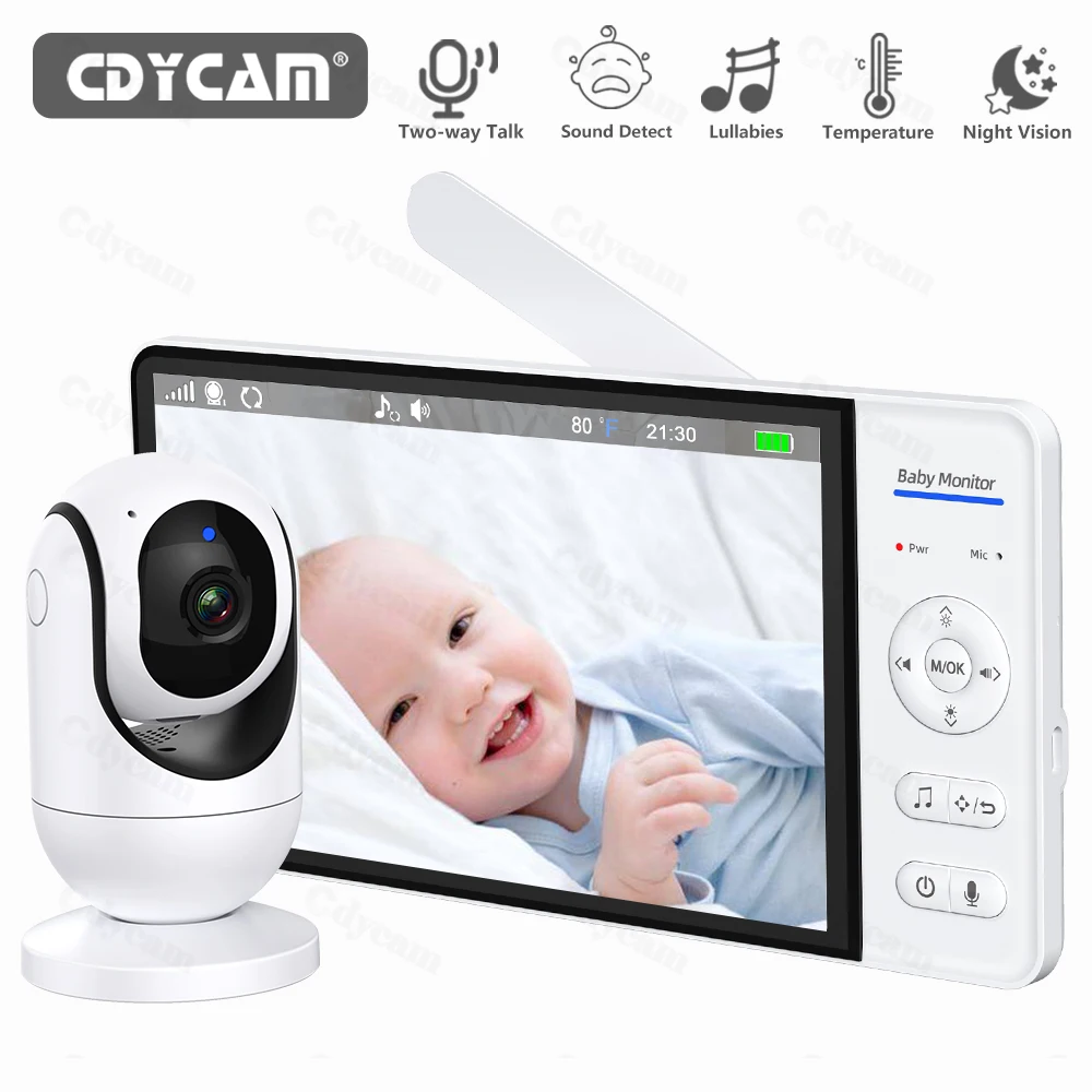 7 Inch Wireless Baby Monitor 5000mAh Battery No WiFi 4X Zoom Kids Protection Surveillance Video Camera 2 Way Audio Night Vision