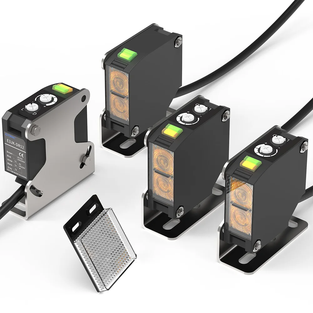 GTRIC Photoelectric Sensor E3JK-RR12 Retro-reflective 24-240V DC/AC Universal Relay Output Square Optical Photoelectric Switch - Image 5