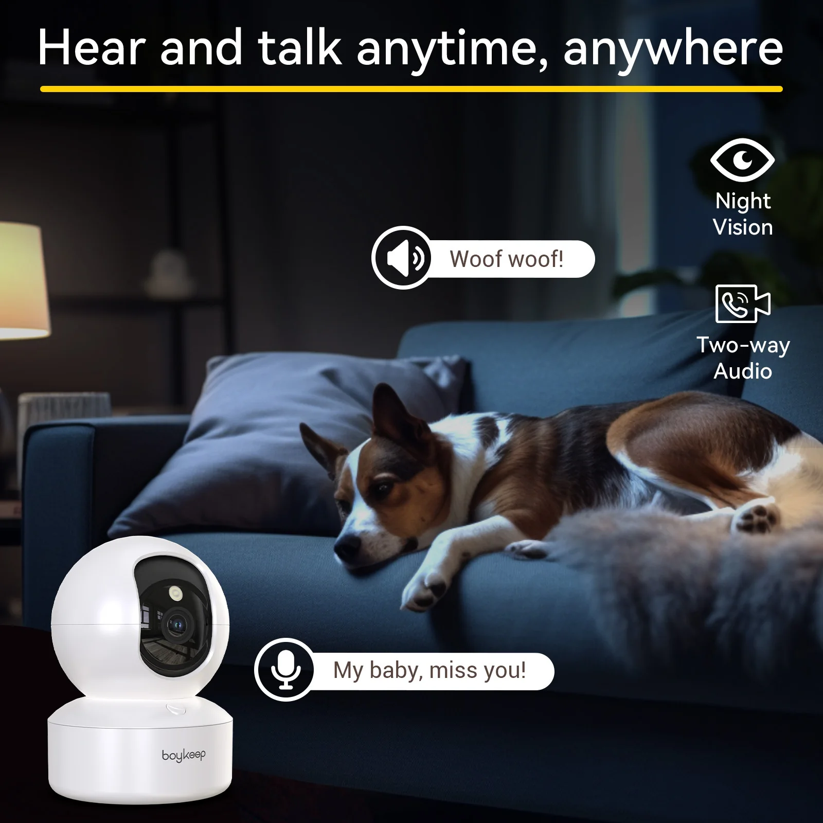 BoyKeep Smart Camera 2K Security Protection Wifi Surveillance 5G/2.4GHz Indoor Baby Night Vision 360° Pan & Tilt 2-Way Audio K30 - Image 4