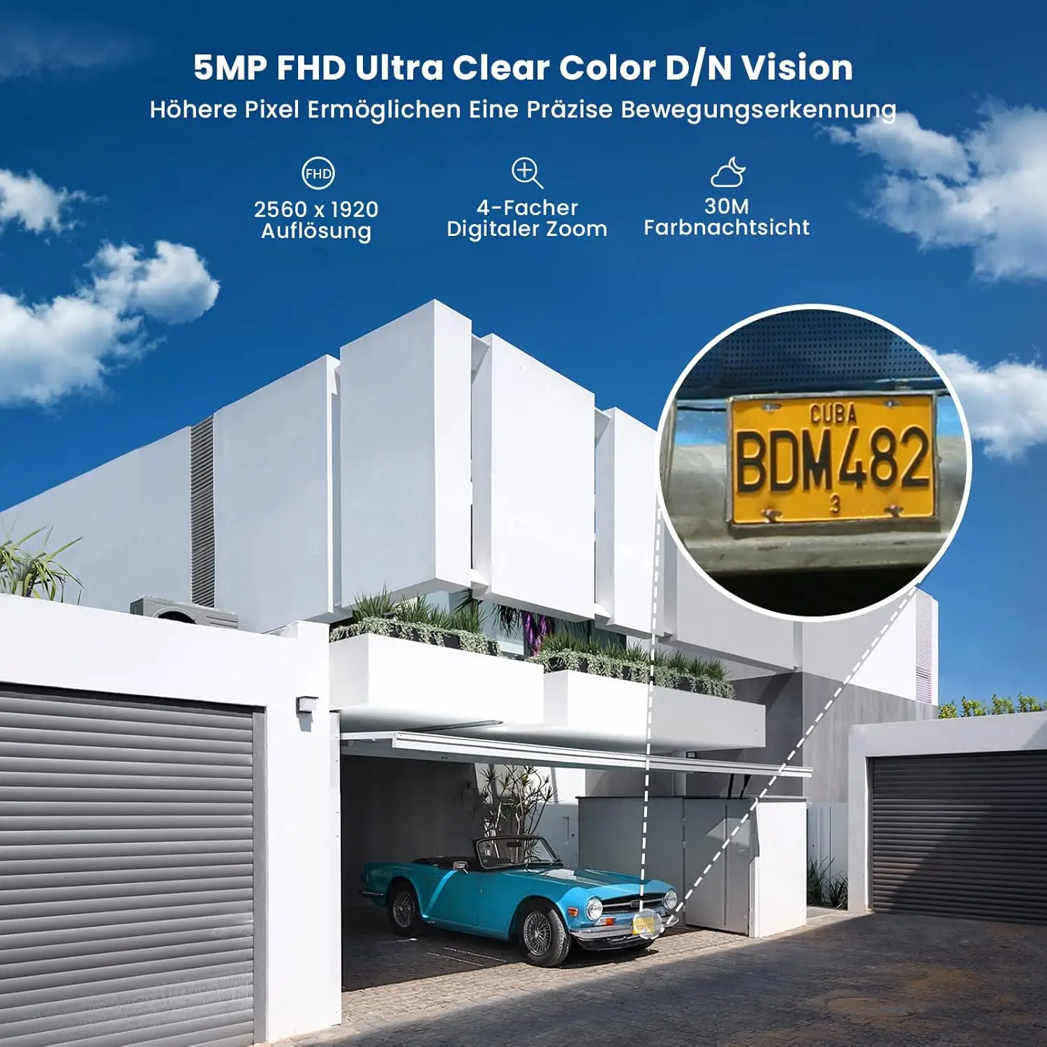 ieGeek 5MP outdoor surveillance camera battery, PTZ surveillance camera outdoor WLAN with solar panel, PIR motion detector, 2.4G - Image 3