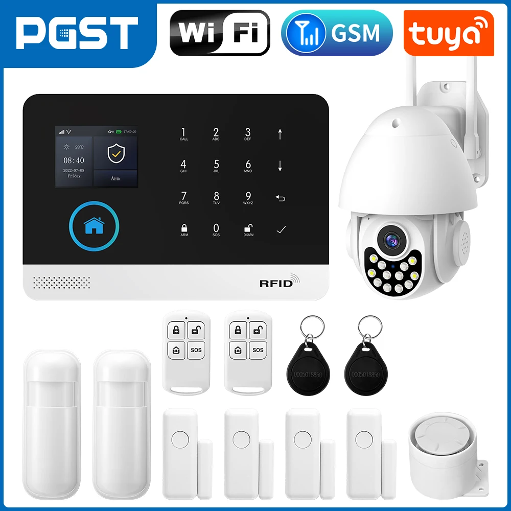 PGST 103 2.4 inch Screen 4G 2G WIFI GSM Home Bulgar Security System for Home 433MHz APP Control RFID Card with PIR Motion - Image 23