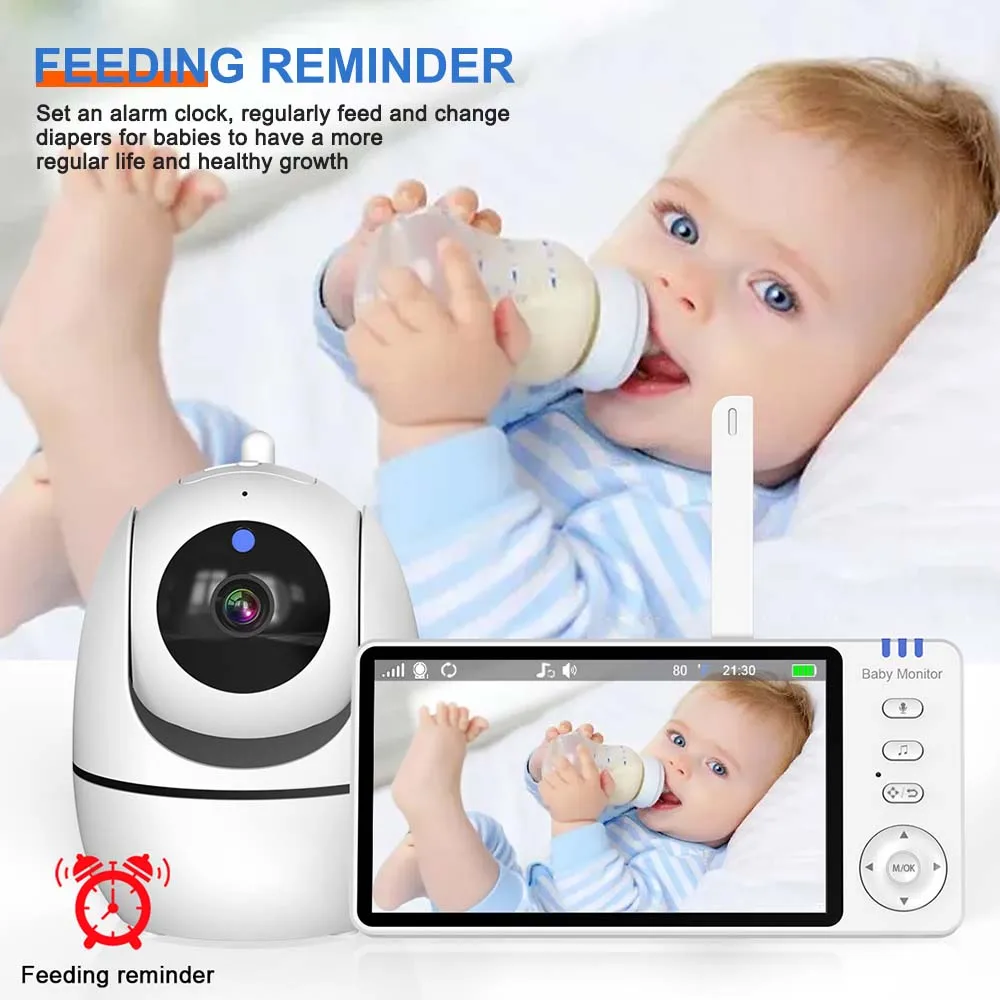 5 Inch Video Baby Monitor With Camera PTZ Zoom Babyphone Cam Security Protection Surveillance Cameras Temperature Sensor Lullaby - Image 3
