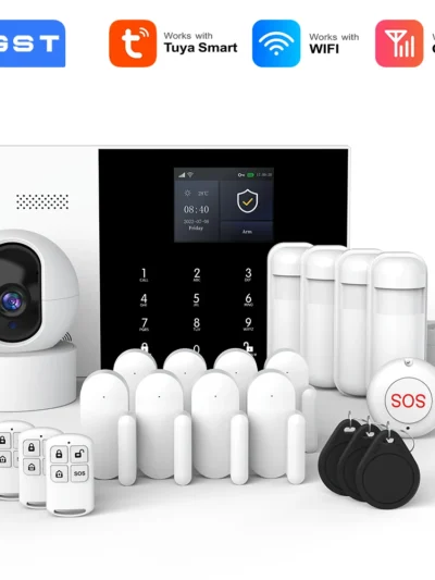 PGST Residential Tuya Smart Gsm Wifi Alarm System for Home Wireless Security Alarm House Smart Life App Control work with ALexa