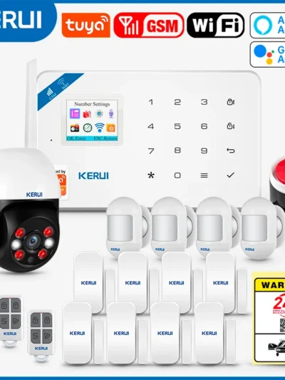KERUI W181 Tuya Smart WIFI GSM Security Alarm System Works With Alexa Home Burglar Motion Detector Door Sensor Outdooor Camera