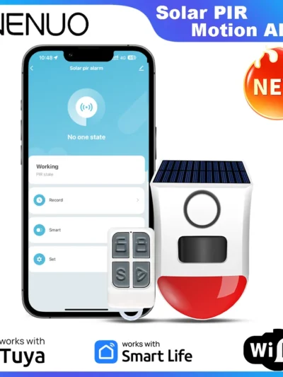 Solar PIR Sensor Alarm With Tuya APP WiFi Outdoor Wireless Siren Waterproof Burglar Security Strobe Siren App Remote Control