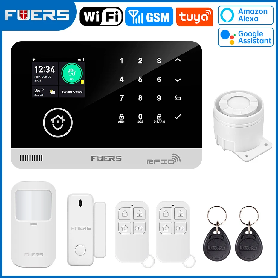 FUERS Alarm System for Home WIFI GSM Security Alarm Host Ant-theft with Door Motion Sensor Tuya Smart App control work Alexa - Image 13