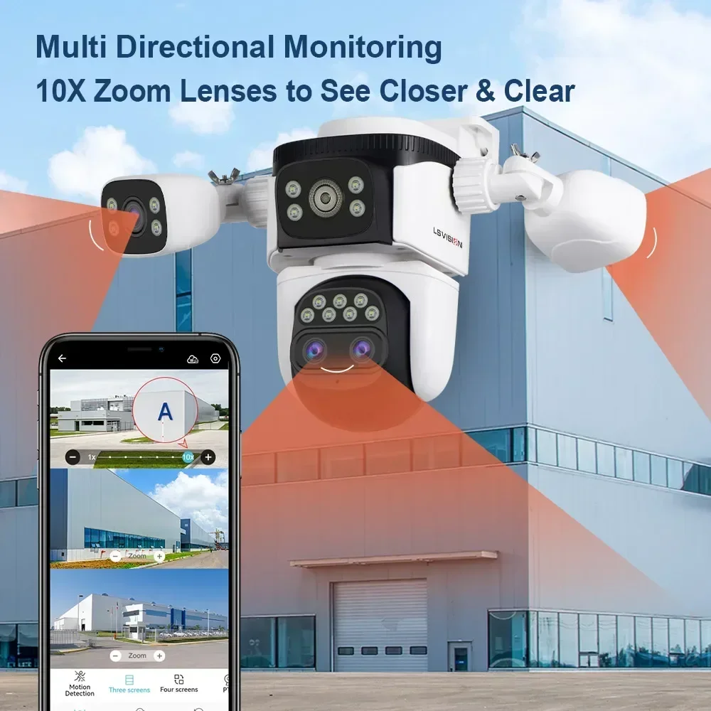 LS VISION 3 Screens 20MP Home Surveillance Camera Outdoor Wifi IP PTZ 10X Zoom Auto Tracking Security CCTV System IP66 - Image 3