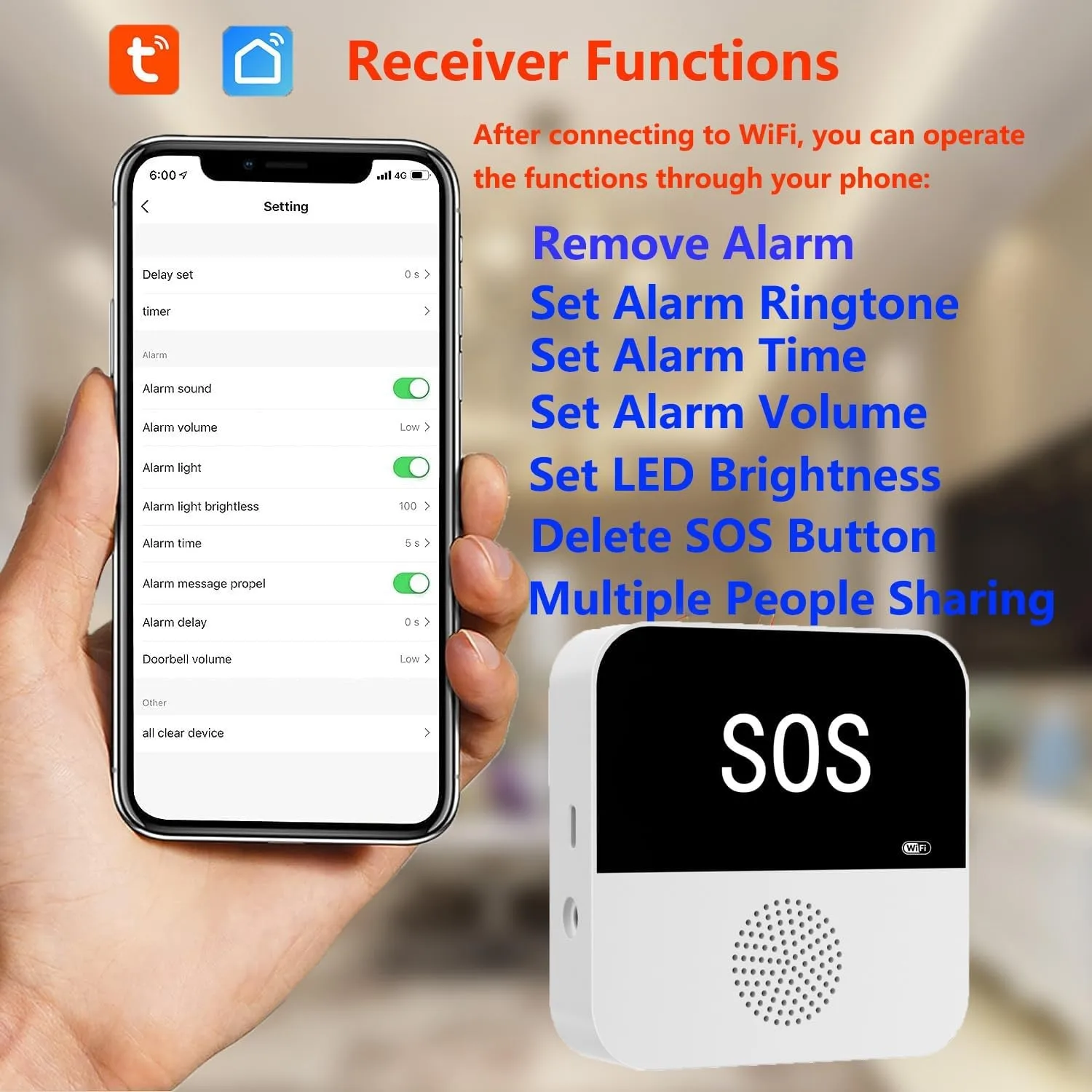 Wireless WiFi Elderly Caregiver Pager SOS Call Button Emergency SOS Medical Alert System for Seniors Patients Elderly At Home - Image 6