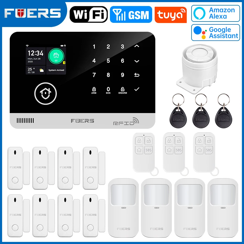 FUERS Alarm System for Home WIFI GSM Security Alarm Host Ant-theft with Door Motion Sensor Tuya Smart App control work Alexa - Image 17