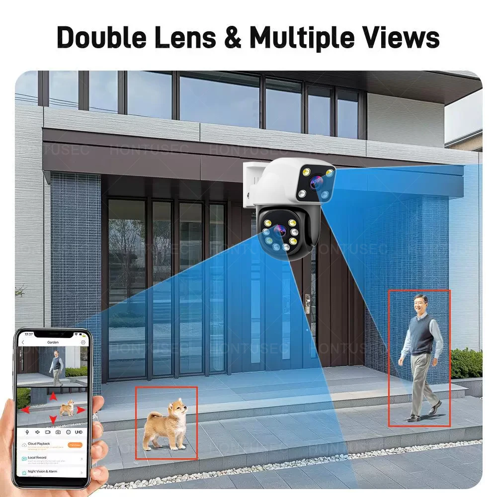 390EYES APP 4K 8MP Dual Lens Dual Screen WIFI PTZ 4MP Wireless Security Camera Outdoor IP66 Auto Tracking Surveillance Cameras - Image 2
