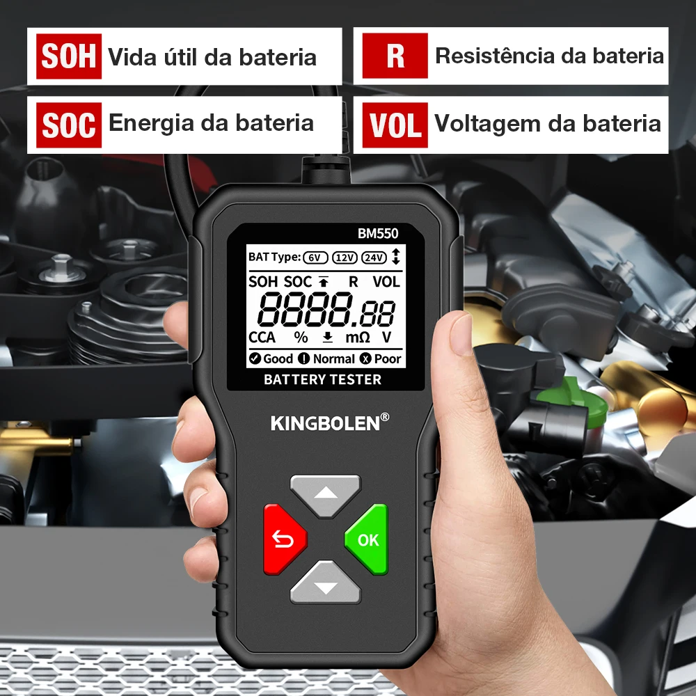 BM550 Car Battery Tester Tools 6V12V24V Automotive Diagnostic Tools 100-2000 CCA Tester 2Ah-220Ah Battery Analyzer Tool PK KW208 - Image 2