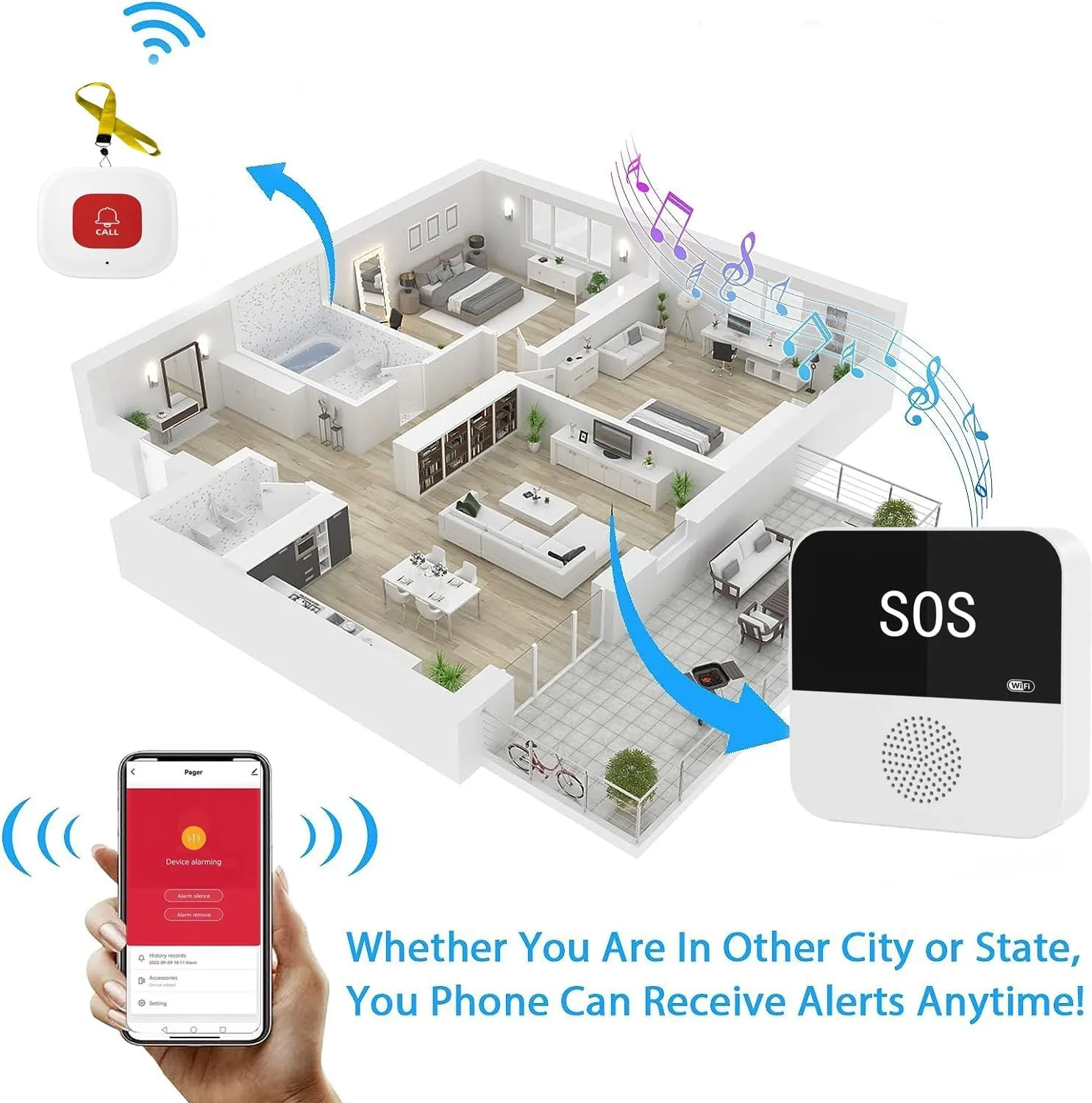 Wireless WiFi Elderly Caregiver Pager SOS Call Button Emergency SOS Medical Alert System for Seniors Patients Elderly At Home - Image 5