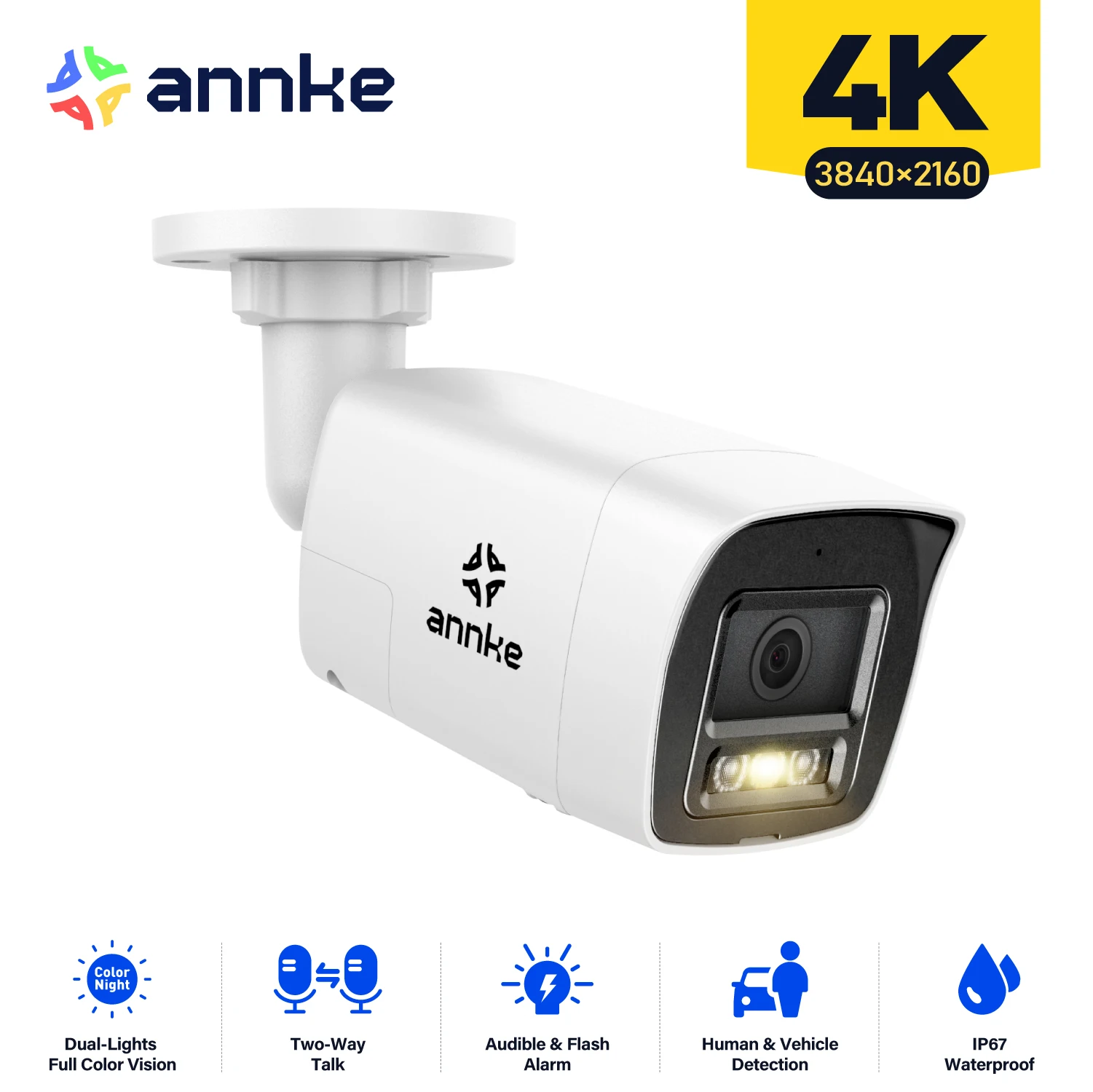 Annke 8MP 4K HD IP Security Camera Poe Dual Light Audio Fixed Bullet Camera Human Vehicle Detection 256G SD Storage ONVIF IP67 - Image 8