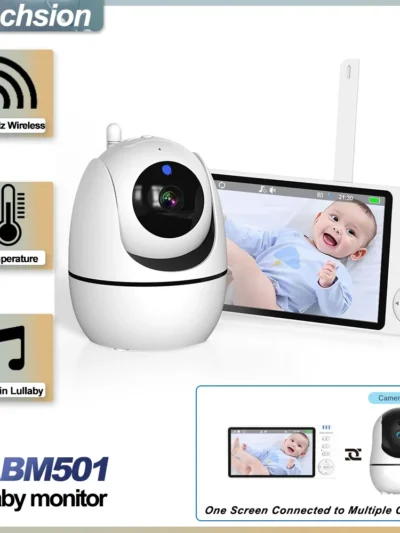 New 5'' Video Baby Monitor Security Cam 2.4G Mother Kid Night Vision 2 Way Audio Talk Video Surveillance Cam With Temperature