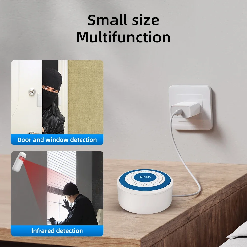 MULO Mini Alarm Siren Wireless 433MHz Sound & Light Indoor strobe siren High Decibel Horn Siren For Home Security Alarm System - Image 5
