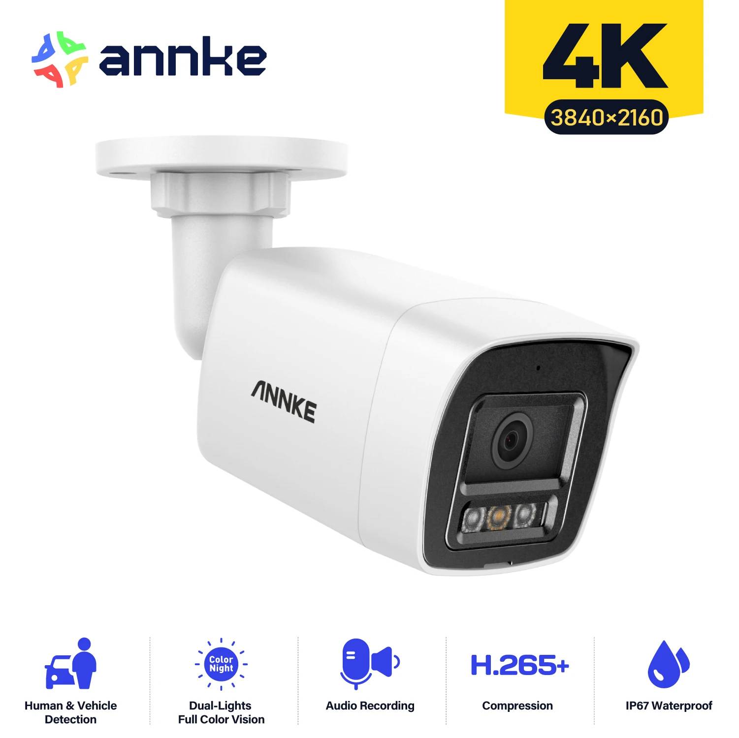 Annke 8MP 4K HD IP Security Camera Poe Dual Light Audio Fixed Bullet Camera Human Vehicle Detection 256G SD Storage ONVIF IP67 - Image 7