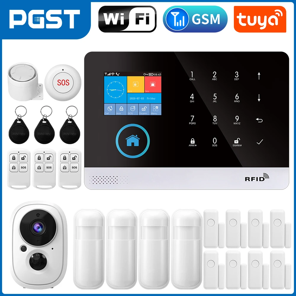 PGST 103 2.4 inch Screen 4G 2G WIFI GSM Home Bulgar Security System for Home 433MHz APP Control RFID Card with PIR Motion - Image 22