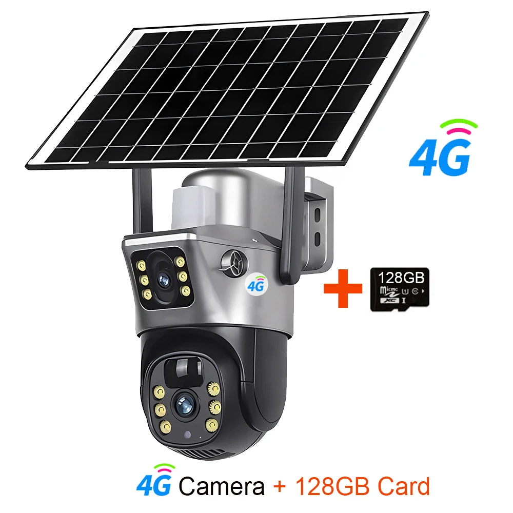 4G / WiFi Solar Camera Dual Lenses Outdoor 8MP 4K Low Power Battery IP Camera PIR Night Vision V380 Pro CCTV Security Protection - Image 8
