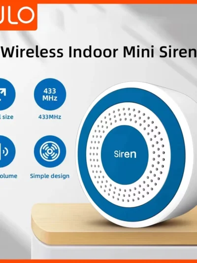 MULO Mini Alarm Siren Wireless 433MHz Sound & Light Indoor strobe siren High Decibel Horn Siren For Home Security Alarm System