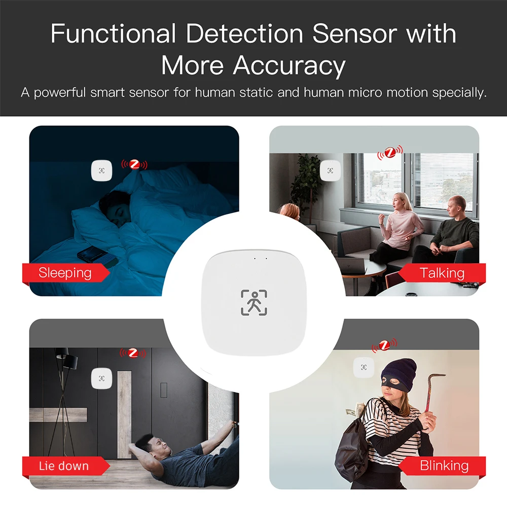 ZigBee Wifi MmWave Human Presence Motion Sensor With Luminance/Distance Detection 5/110/220V Tuya Smart Life Home Automation - Image 4